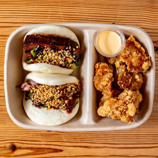 C5) 2 Baos + Popcorn Chicken.